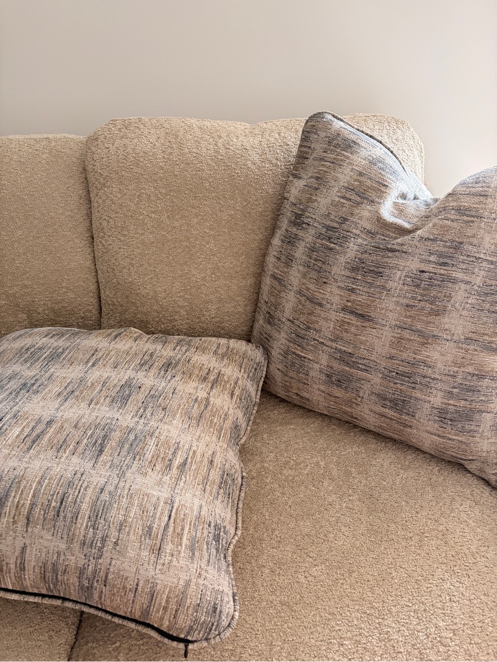 Neutral Textured Accent Pillow Set in Beige and Gray